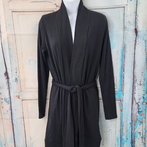 Jarbo Open Belted Black Cardigan Pima Cotton